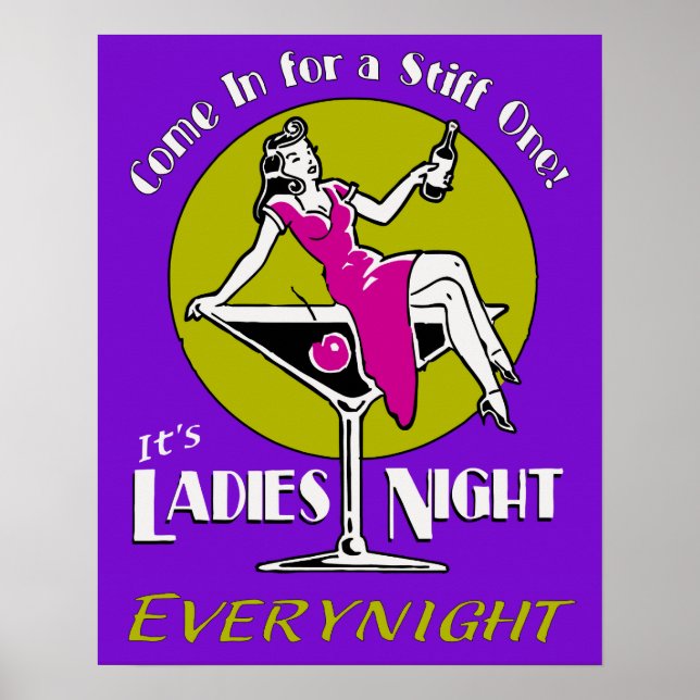 Poster Retro vibrante Ladies Night (Devant)