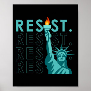 Poster Rétro Vintage Anti Trump Résiste À La Statue De La