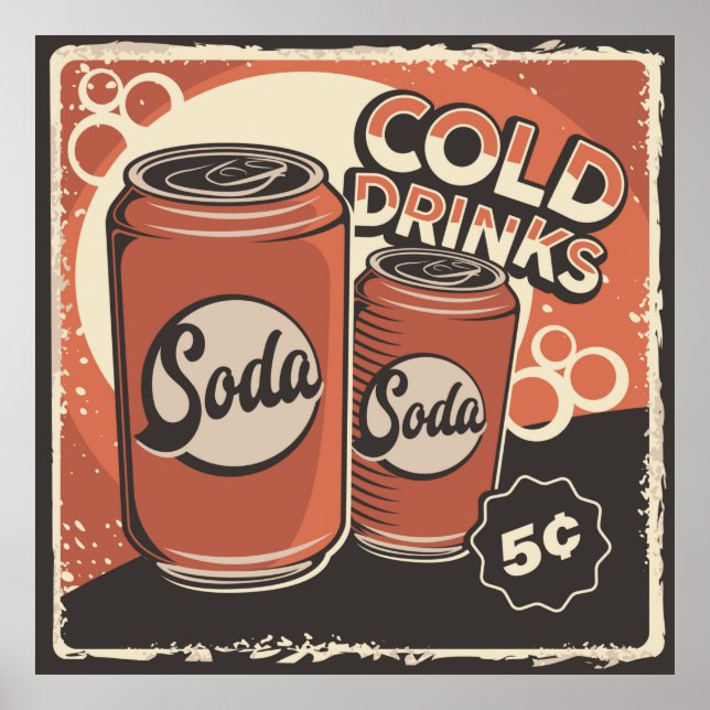 Poster rétro vintage boissons froides (Devant)