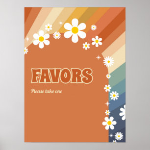 Poster Retro Vintage Daisy Faveurs Rainbow Daisy