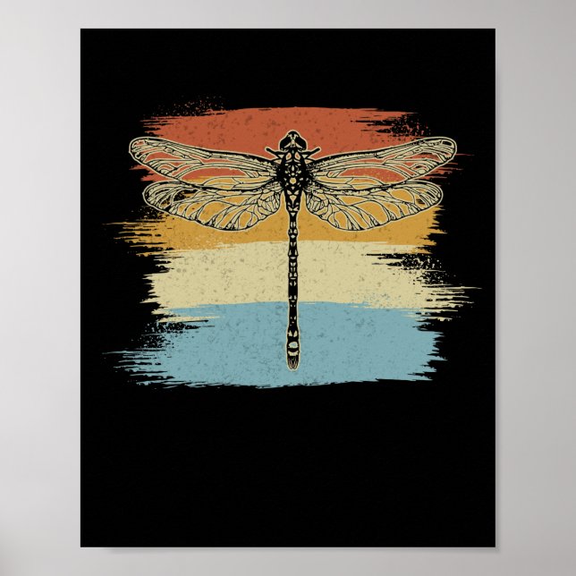 Poster Retro Vintage Dragonfly (Devant)