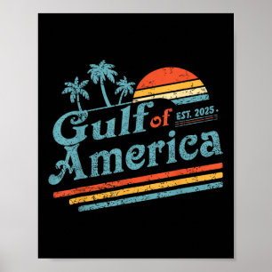 Poster Retro Vintage Gulf Of Us America 2025 American Fla