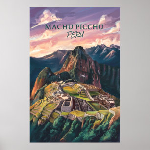 Poster Rétro Vintage Machu Picchu Pérou V-01