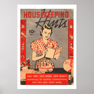 Poster Retro Vintage ménage Conseils Art Imprimer l'affic