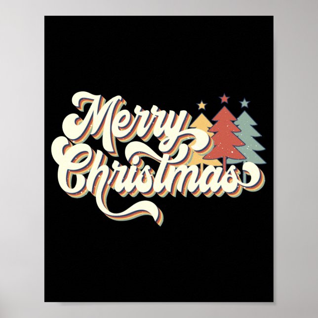 Poster Retro Vintage Merry Christmas Tygraphy  (Devant)