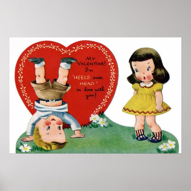 Poster Retro vintage pour enfants Valentine (Devant)