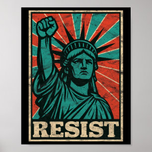 Poster Rétro Vintage Résiste À Trump Le Fascisme Statue D