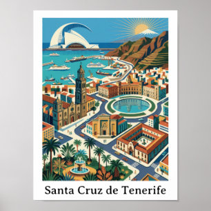 Poster Rétro Vintage Santa Cruz de Tenerife Ville
