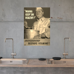 Poster Retro Vintage Sepia 2ÈME GUERRE MONDIALE Cuisine C