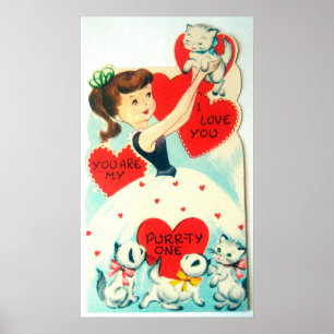 Poster Retro vintage Valentine Chats