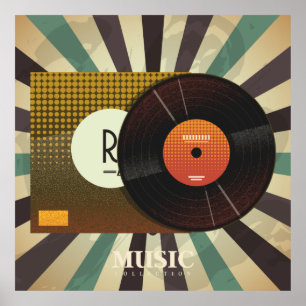 Poster Retro Vinyl Music Collection