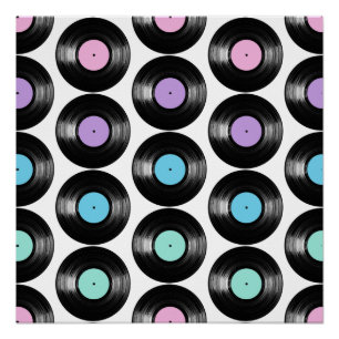 Poster Retro Vinyl Records Conception Motif colorée