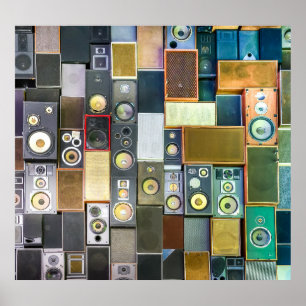 Poster Retro Wall-Hung : Conception Vintage des haut-parl