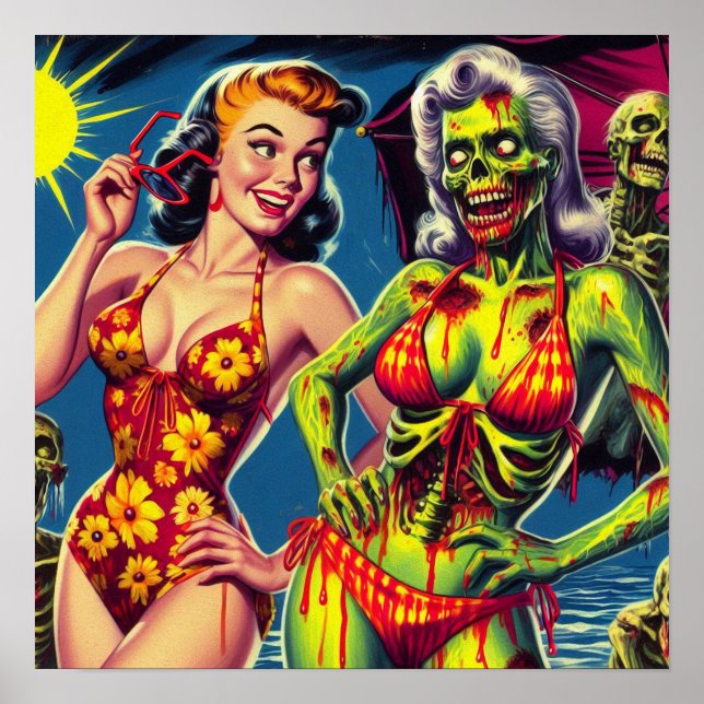 Poster Retro Zombie Pin-up (Devant)