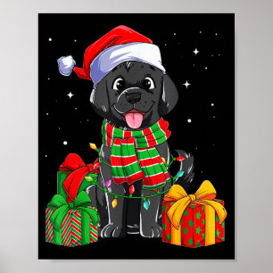 Poster Rétroéclairage de Noël Retriever Labrador Noir Xma