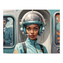 Rétrofuturisme des années 1950 Femme noire dans un