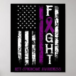 Poster Rett Syndrome Guerrier Us Drapeau Décerné Syndrome