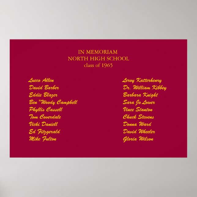 Poster réunion de classe dans l'affiche commémorative (Devant)