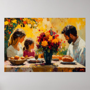 Poster Réunion de famille fauve - Vibrante et chaleureuse