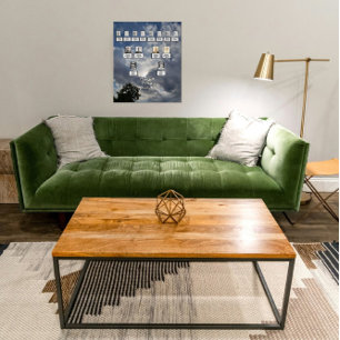 Poster Réunion familiale Trois générations Nuages et Arbr