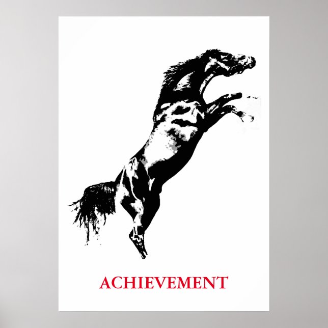 Poster Réussite inspirante Cheval Blanc Noir (Devant)