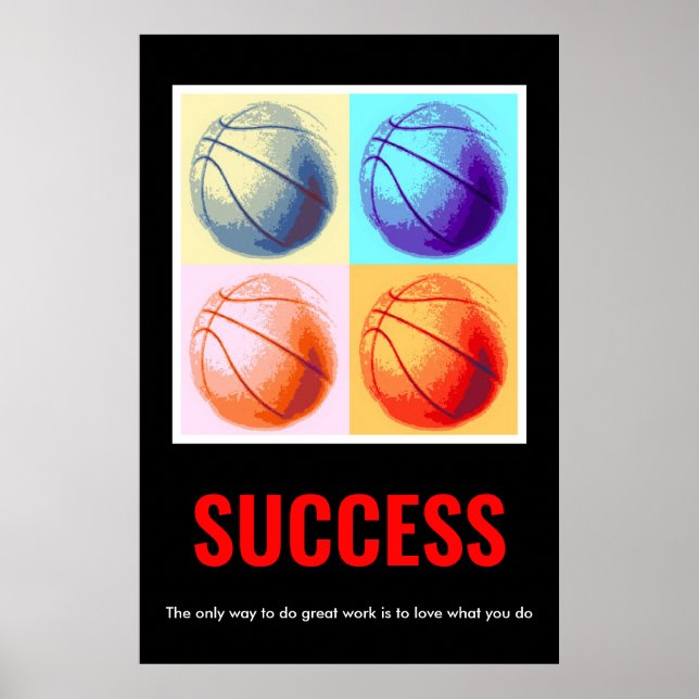 Poster Réussite Motivation Basketball Pop Art (Devant)