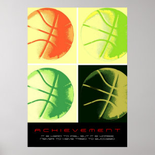 Poster Réussite Motivationnelle Basketball Sport Pop Art