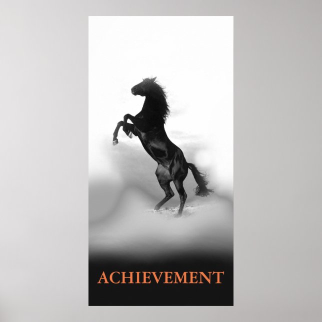 Poster Réussite motivationnelle Cheval d'élevage noir bla (Devant)