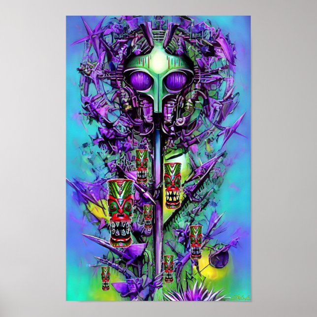 Poster Rêvant d'un arbre Tiki bizarre (Devant)