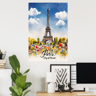 Poster Rêve d'aquarelle Tour Eiffel