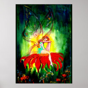 Poster RÊVE DE FÉE SUR LA FLEUR Fantaisie