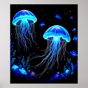 Poster Rêve de méduse bioluminescente