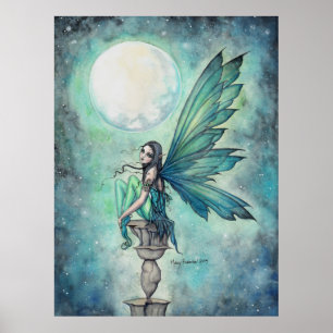 Poster Rêve d'hiver Fée Fantastique Art Aquarelle Acryliq