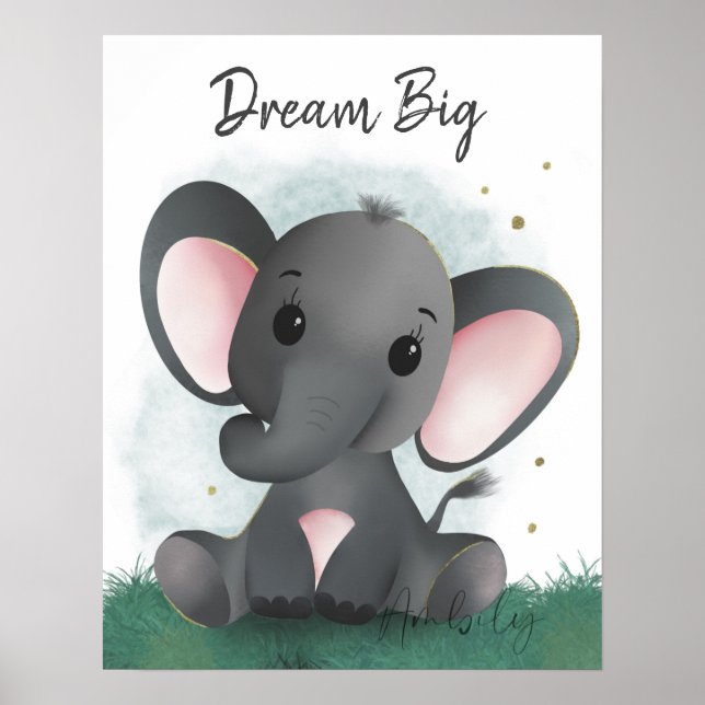 Poster Rêve mignon Grand éléphant Genre Neutre (Devant)