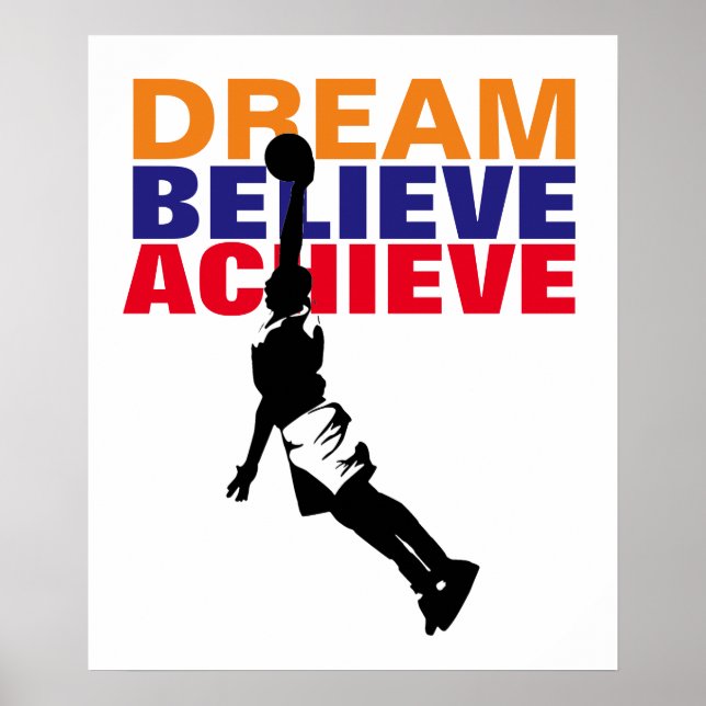 Poster Rêve Motivation Croire Atteindre Basketball (Devant)
