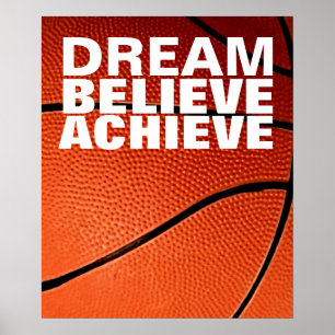 Poster Rêve Motivationnel Croire Atteindre Basketball