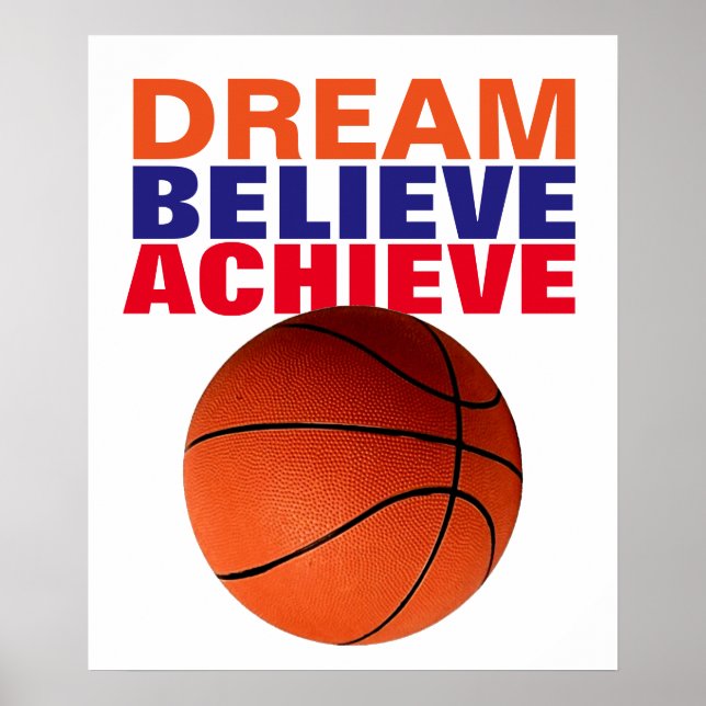 Poster Rêve Motivationnel Croire Atteindre Basketball (Devant)
