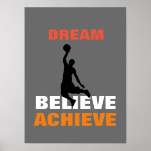 Poster Rêve Motivationnel de basket-ball Croire Atteindre