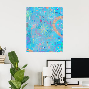 Poster Rêve Pastels Bleus Abstrait