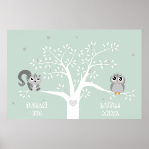 Poster Rêve personnalisé gros, animaux mignons
