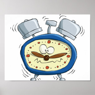 Poster Réveil drôle dessin animé alarme réveil original