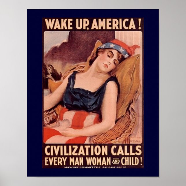 Poster Réveillez Amérique Vintage WW1 (Devant)