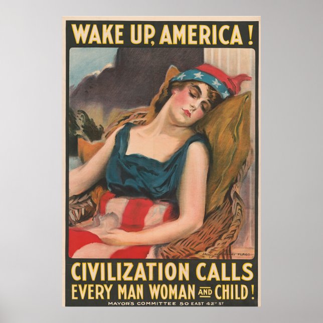 Poster Réveillez l'Amérique ! Vintage (Devant)