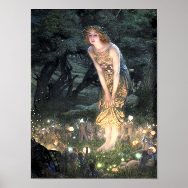 Poster Réveillon d'été par Edward Robert Hughes, pré-Raph (Devant)