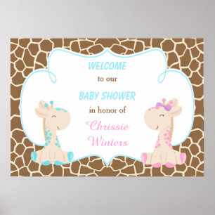 Poster Révélation du sexe de la mignonne girafe ou Baby S