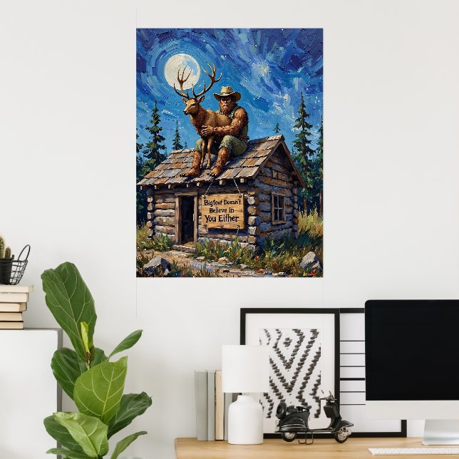 Poster Révélation sur le toit : L'Embrace Lune de Bigfoot (Bureau à domicile)
