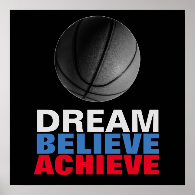 Poster Rêver Croire Atteindre la Motivation Basketball (Devant)