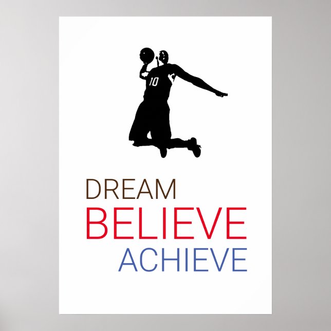 Poster Rêver croire atteindre le basket-ball (Devant)