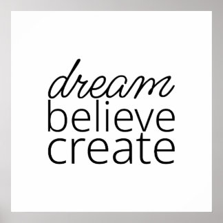 Poster Rêver, Croire, Créer, Inspirer, Sourire, Imagine