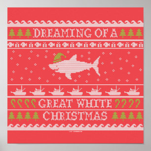 Poster Rêver D'Un Grand Blanc Noël Doux Rouge